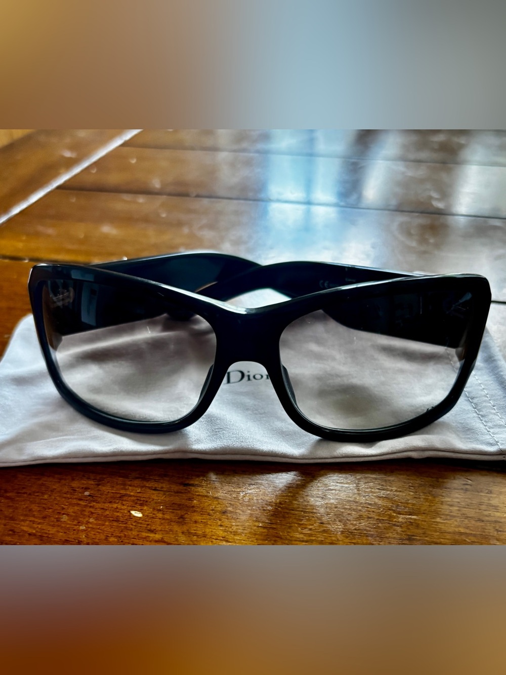 Dior Black Frame Sunglasses with Gradient Gray Lenses - Picture 9 of 10